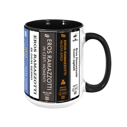 Eros Ramazzotti Albums Cassette Collection Retro Accent Mug