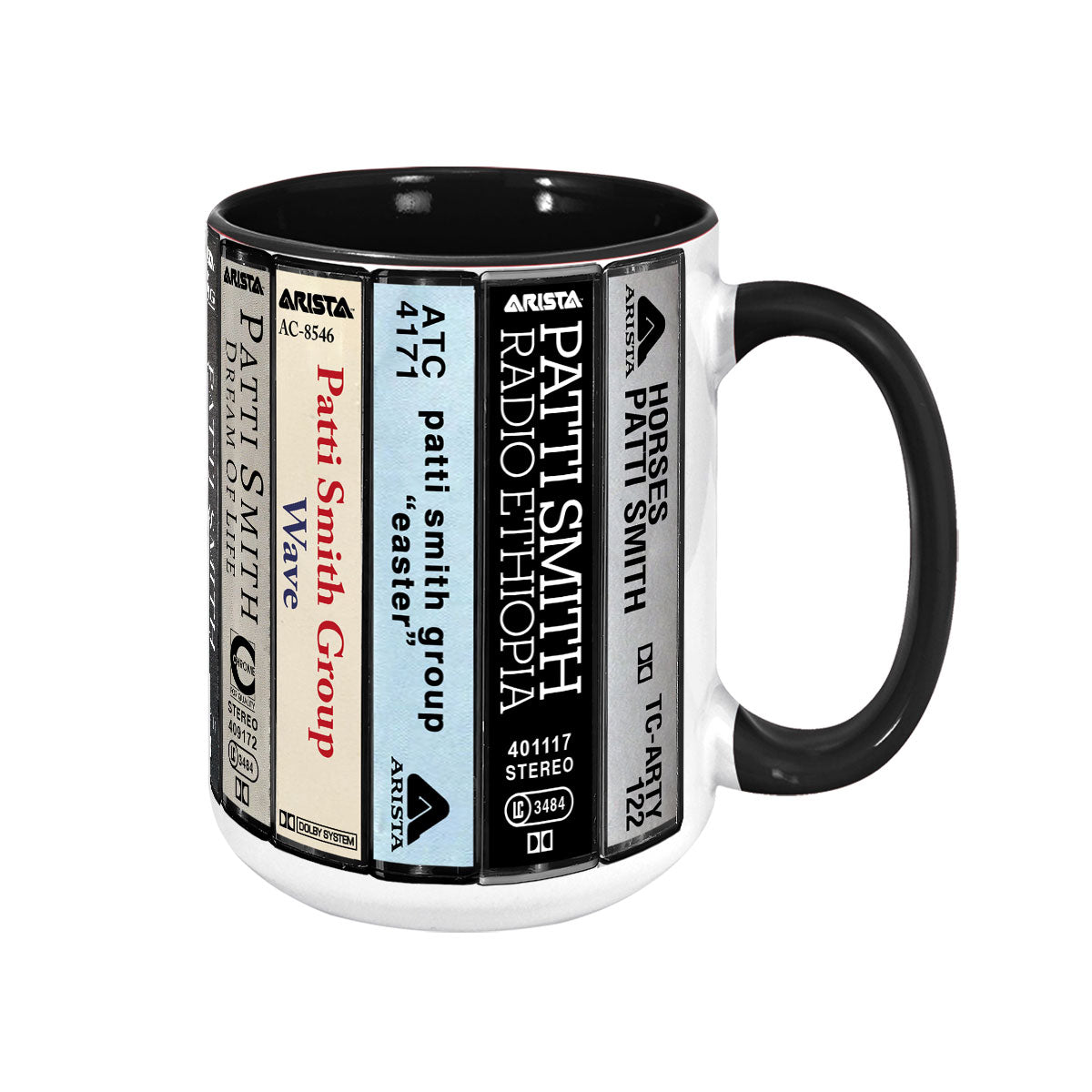 Patti Smith Albums Cassette Collection Retro Accent Mug