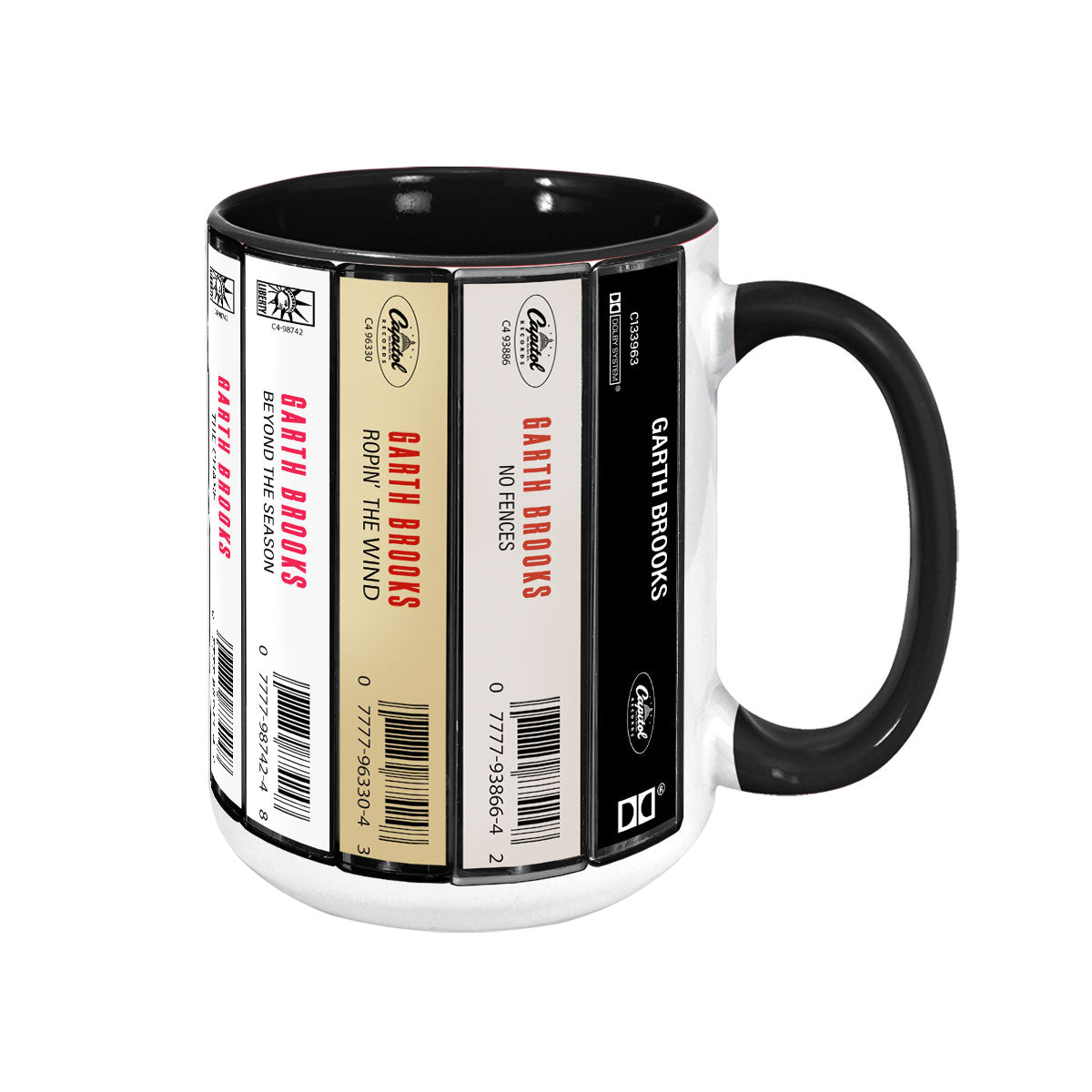 Garth Brooks Albums Cassette Retro Accent Mug