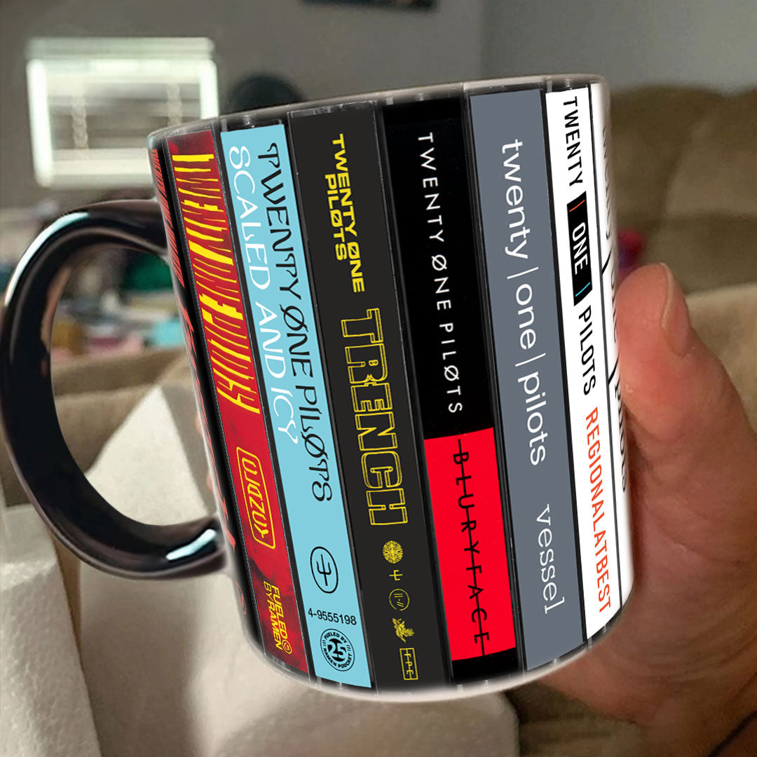 Twenty One Pilot Albums Cassette Collection Retro Accent Mug
