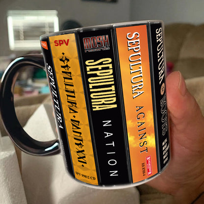 Sepultura Albums Cassette Collection Retro Accent Edge-to-Edge Printed Mug