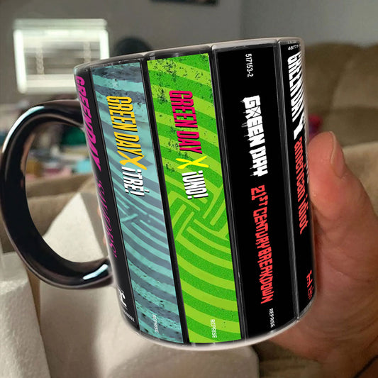 Green Day Albums Cassette Collection Retro Accent Mug