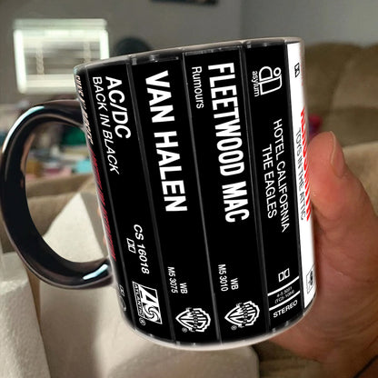 Classic Rock Band Cassette Collection Retro Accent Edge-to-Edge Printed Mug