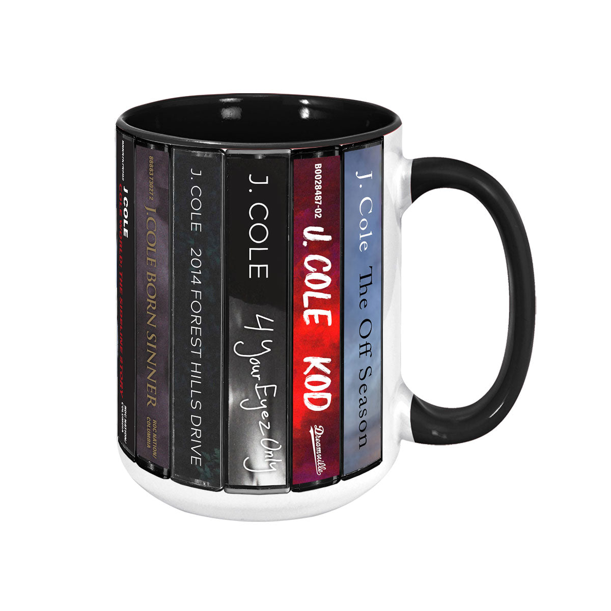 J. Cole Albums Cassette Collection Retro Accent Mug