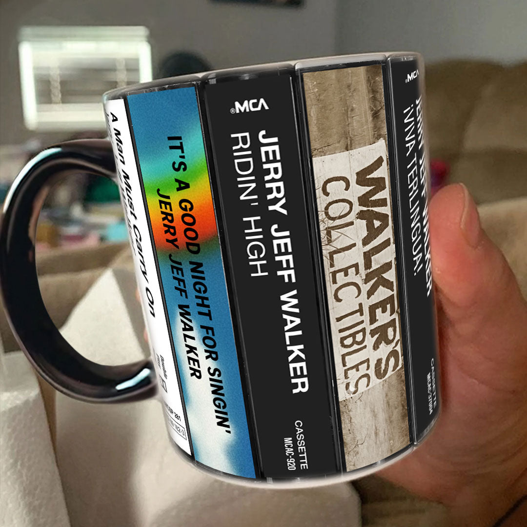 Jerry Jeff Walker Albums Cassette Collection Retro Accent Mug