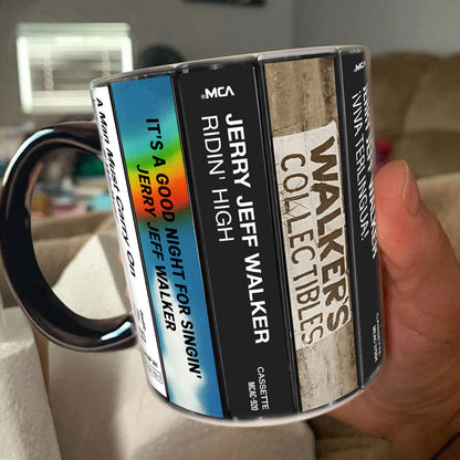 Jerry Jeff Walker Albums Cassette Collection Retro Accent Mug