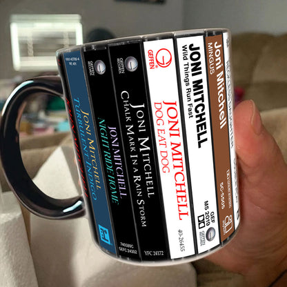 Joni Mitchell Albums Cassette Collection Retro Accent Mug