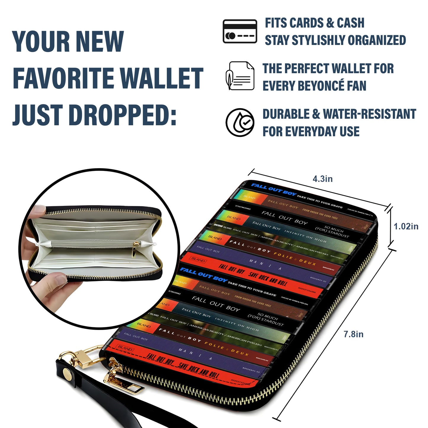 Fall Out Boy Albums Cassette Vintage Leather Long Wallet