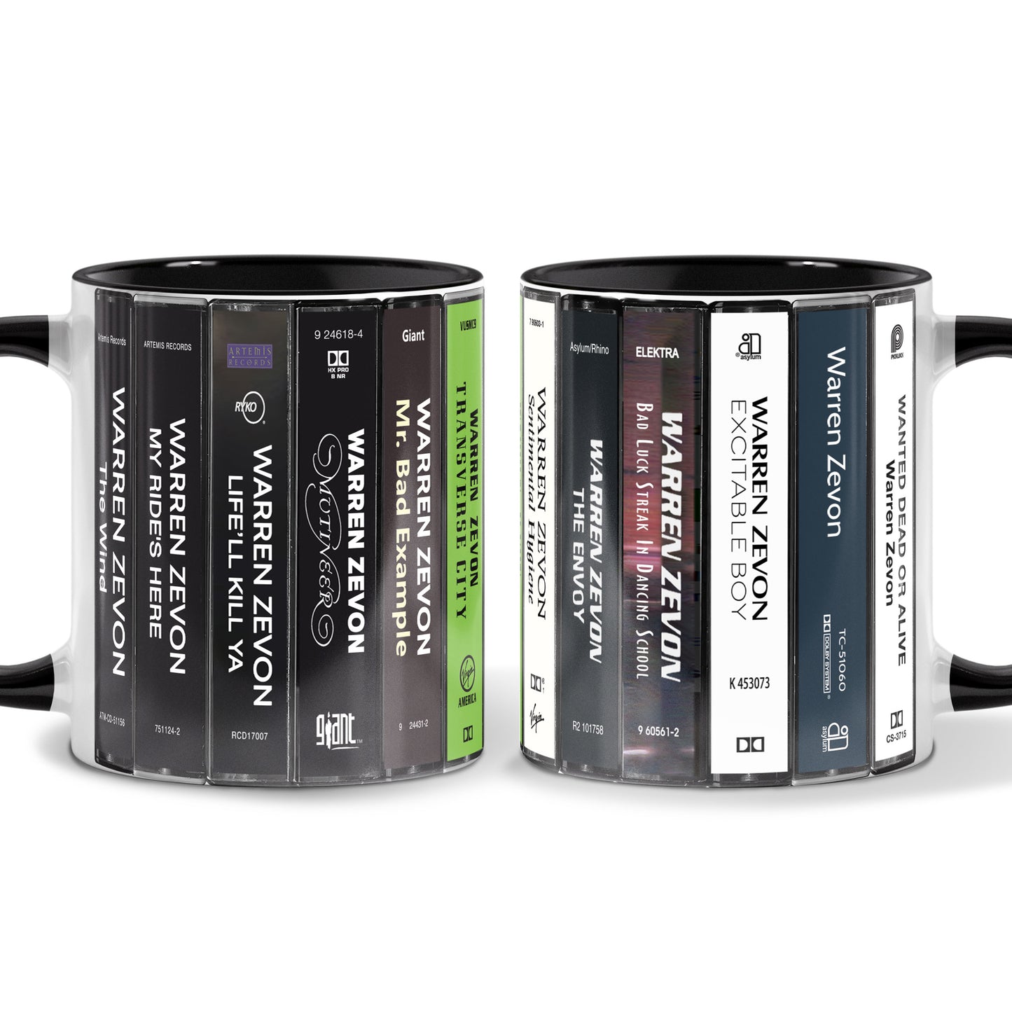 Warren Zevon Albums Cassette Collection Retro Accent Mug