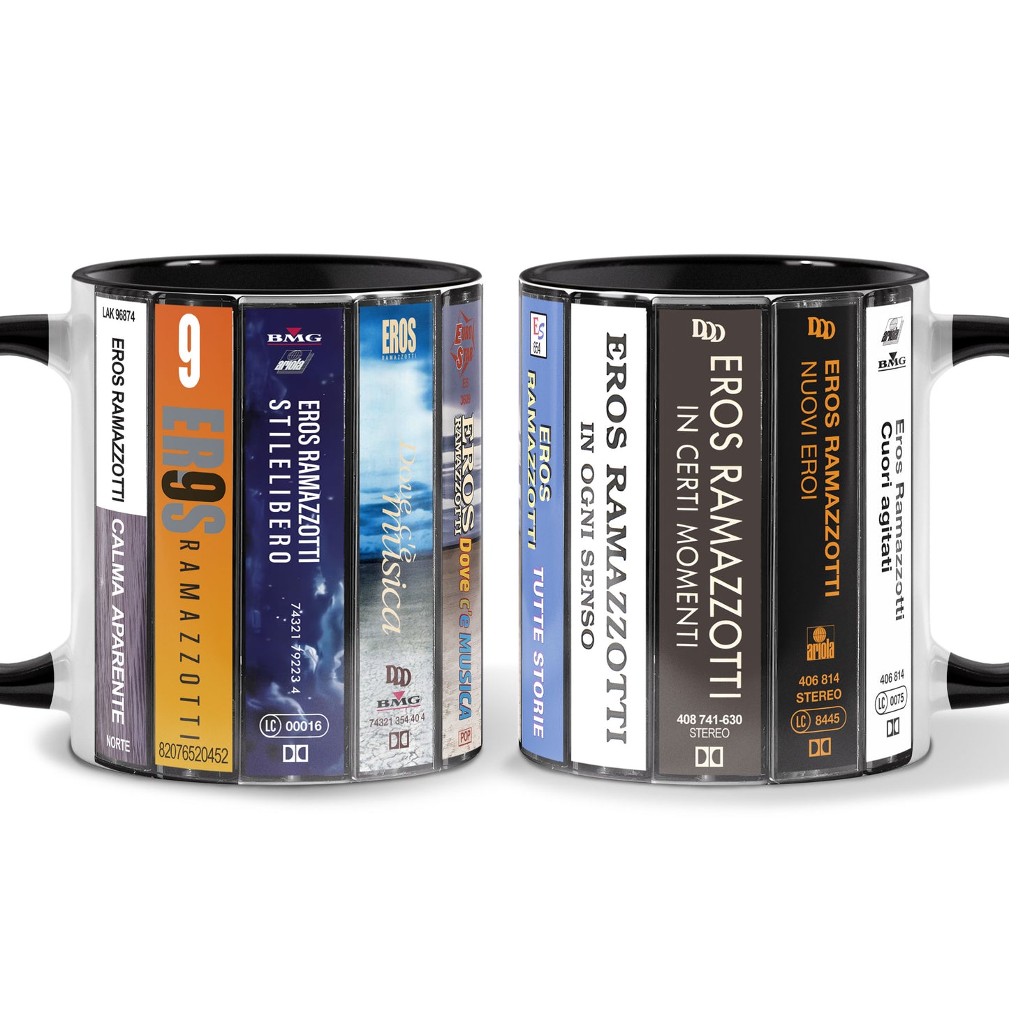 Eros Ramazzotti Albums Cassette Collection Retro Accent Mug