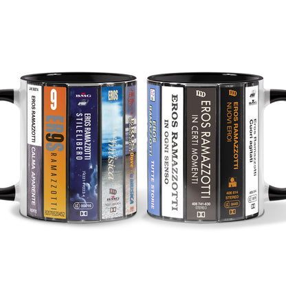 Eros Ramazzotti Albums Cassette Collection Retro Accent Mug