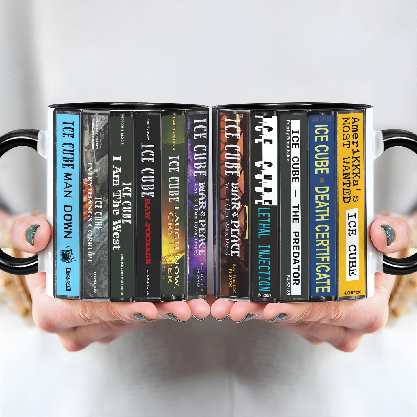 Ice Cube Albums Cassette Collection Retro Accent Edge-to-Edge Printed Mug