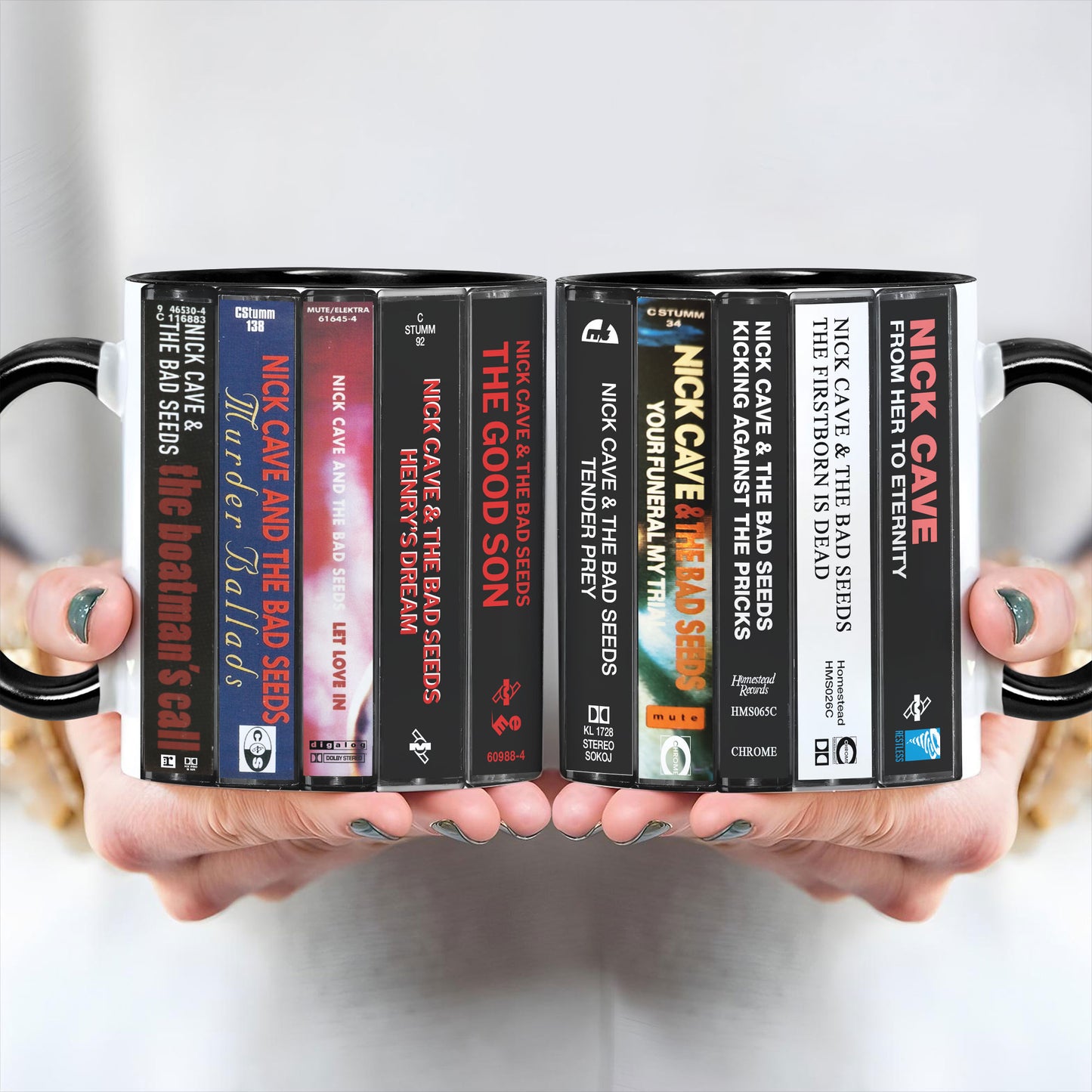 Nick Cave and the Bad Seeds Albums Cassette Collection Retro Accent Mug