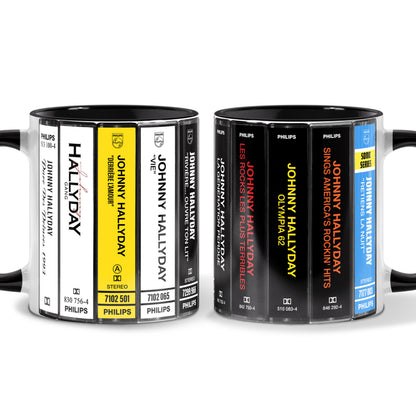 Johnny Hallyday Albums Cassette Collection Retro Accent Mug