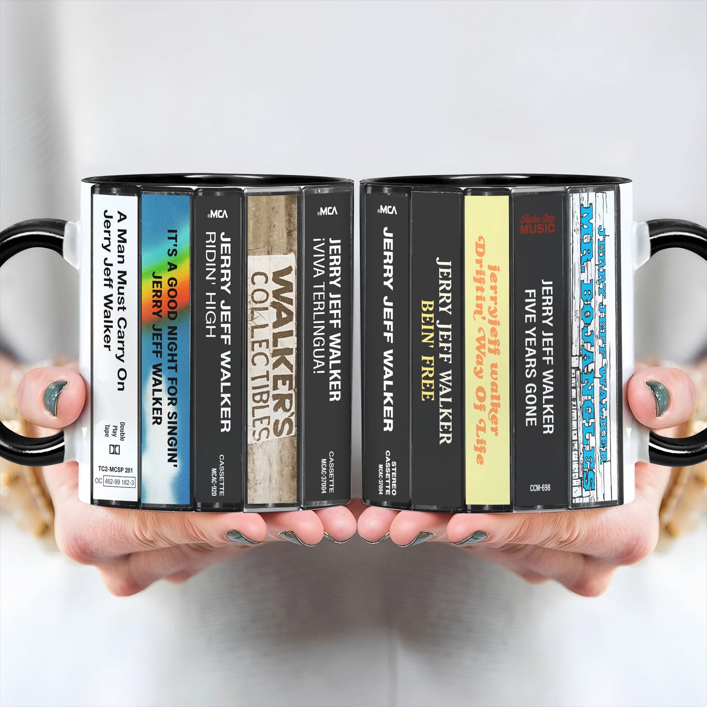 Jerry Jeff Walker Albums Cassette Collection Retro Accent Mug