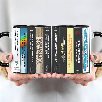 Jerry Jeff Walker Albums Cassette Collection Retro Accent Mug
