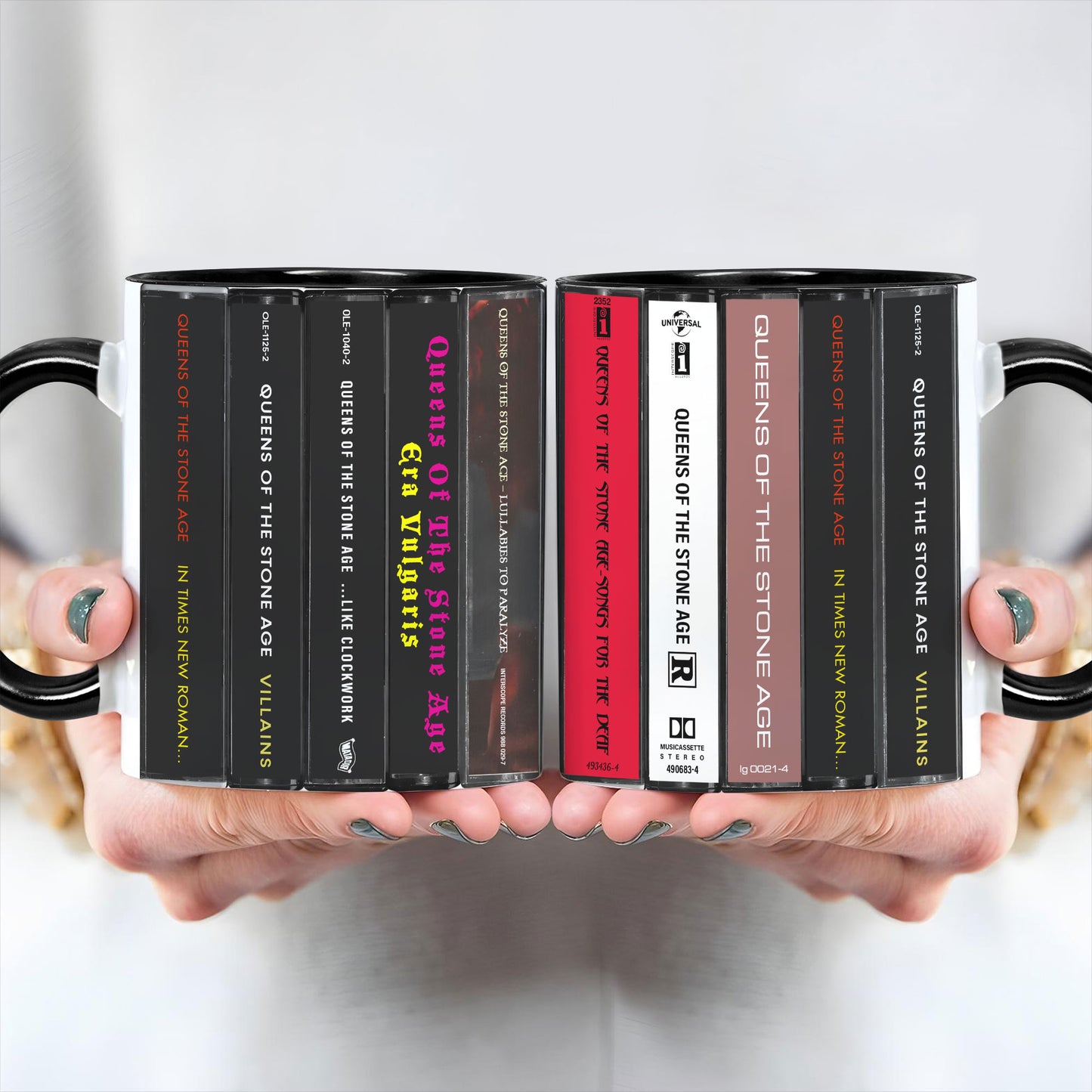 Queens Of The Stone Age Albums Cassette Collection Retro Accent Edge-to-Edge Printed Mug