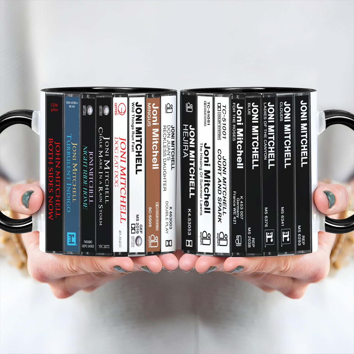 Joni Mitchell Albums Cassette Collection Retro Accent Mug