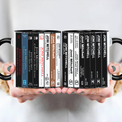Joni Mitchell Albums Cassette Collection Retro Accent Mug