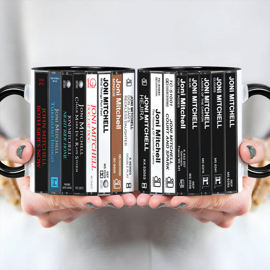 Joni Mitchell Albums Cassette Collection Retro Accent Mug