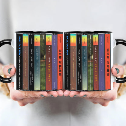 Fall Out Boy Albums Cassette Collection Retro Accent Edge-to-Edge Printed Mug