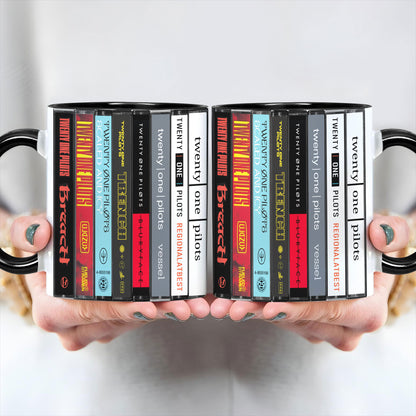 Twenty One Pilot Albums Cassette Collection Retro Accent Mug