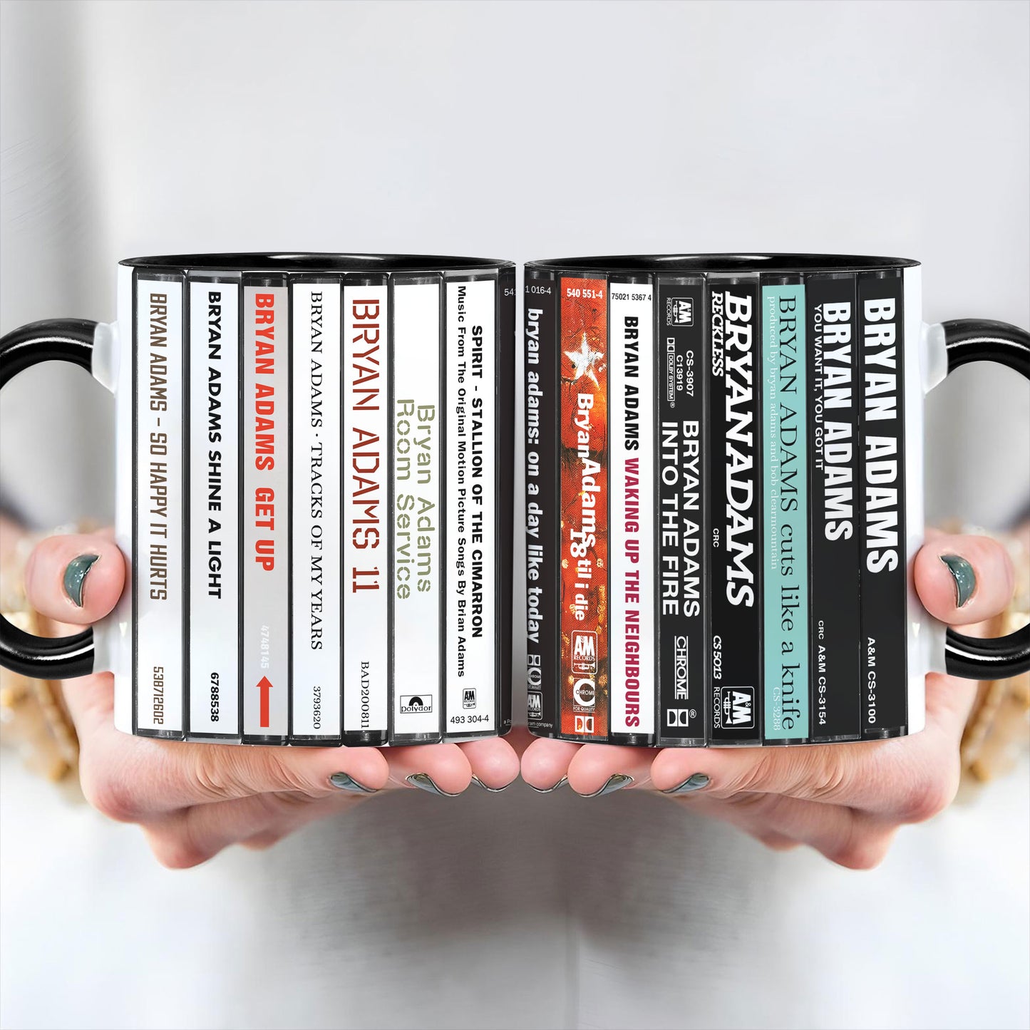 Bryan Adams Albums Cassette Collection Retro Accent Mug