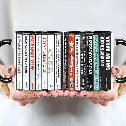 Bryan Adams Albums Cassette Collection Retro Accent Mug