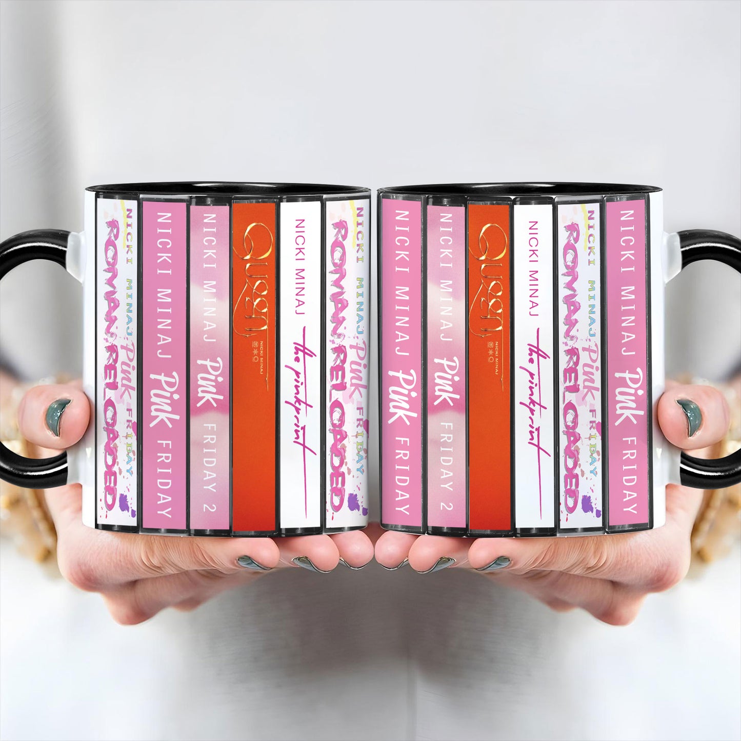 Nicki Minaj Albums Cassette Collection Retro Accent Edge-to-Edge Printed Mug