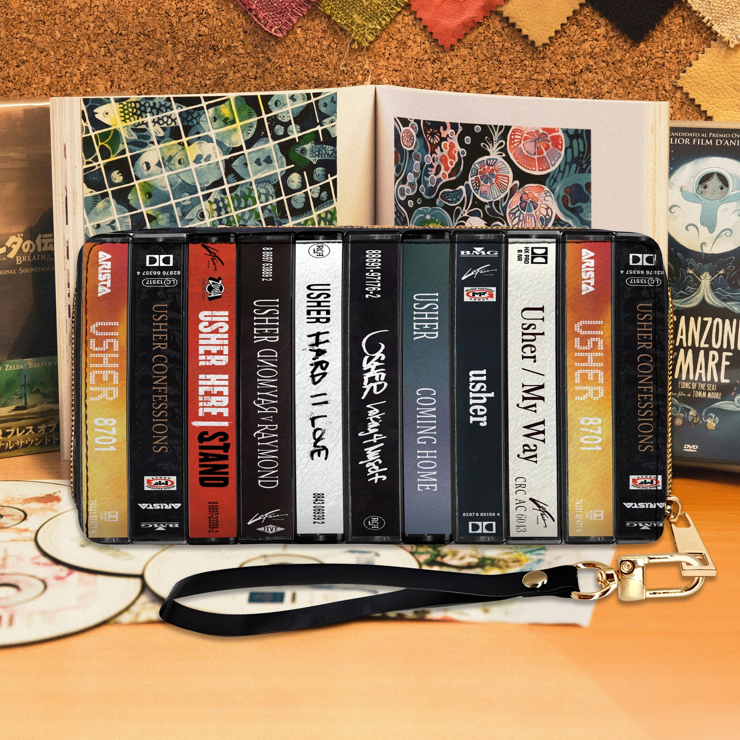 Usher Albums Cassette Vintage Leather Long Wallet