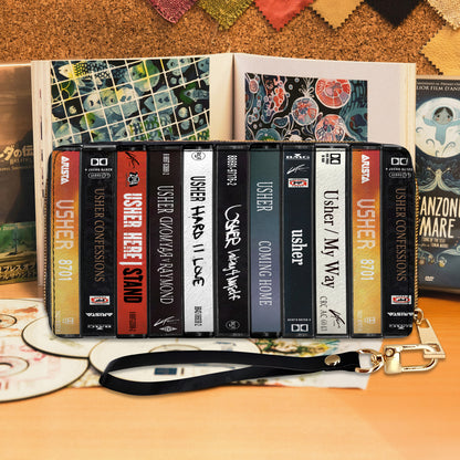 Usher Albums Cassette Vintage Leather Long Wallet