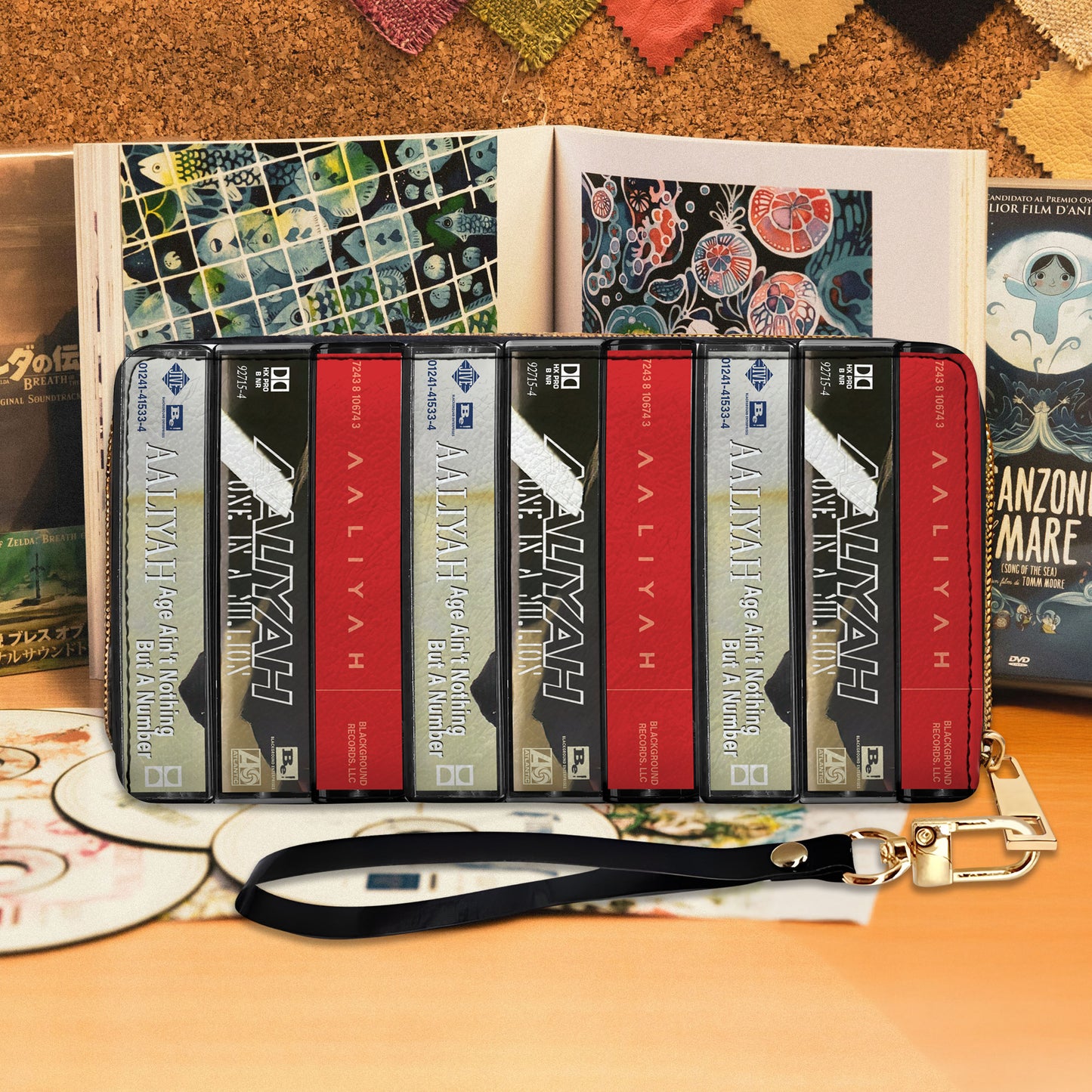 Aaliyah Albums Cassette Vintage Leather Long Wallet