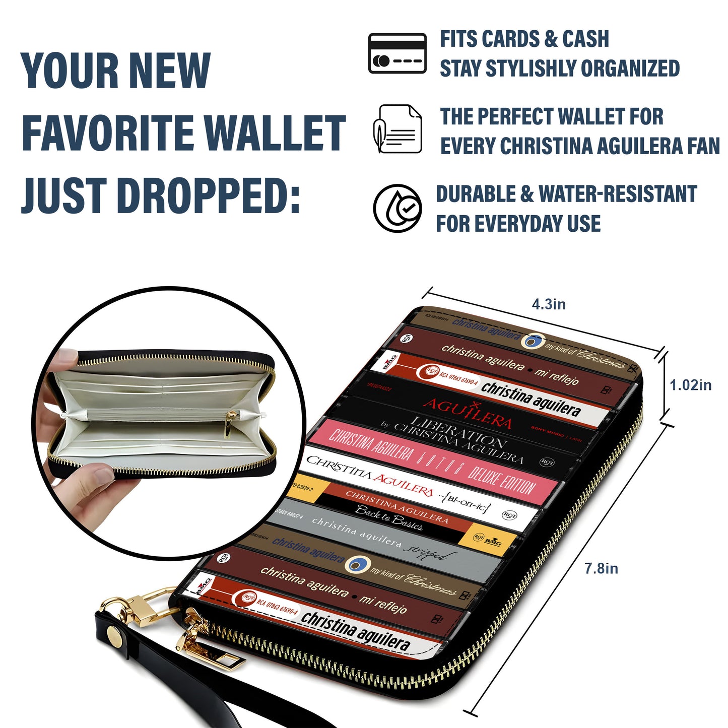 Christina Aguilera Albums Cassette Vintage Leather Long Wallet