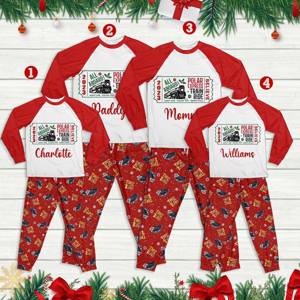 Custom The Polar Express Inspired Pajamas Set Family Matching Pajamas Set - Version 7