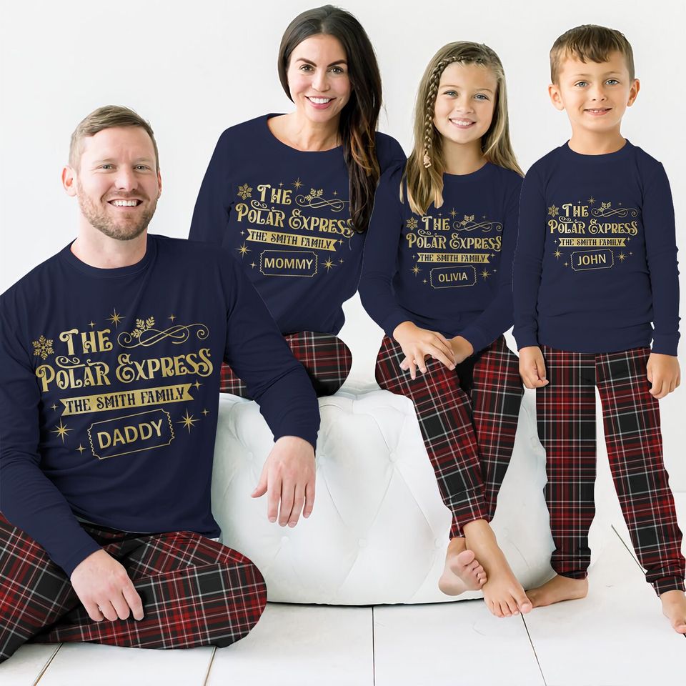 Custom The Polar Express Inspired Pajamas Set Family Matching Pajamas Set - Version 5