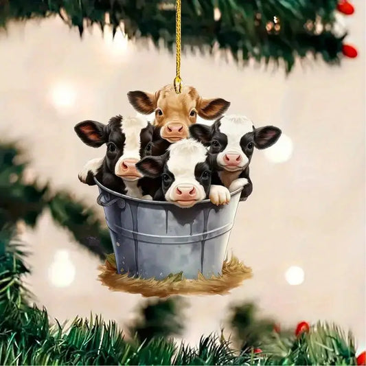 Cow Cute Acrylic Ornament Christmas - Gift For Cow Lover's