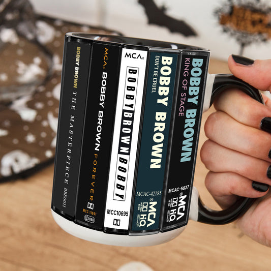Bobby Brown Albums Cassette Collection Retro Accent Edge-to-Edge Printed Mug