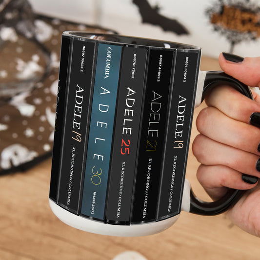 Adele Albums Cassette Collection Retro Accent Edge-to-Edge Printed Mug