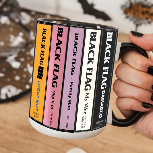 Black Flag Albums Cassette Collection Retro Accent Edge-to-Edge Printed Mug