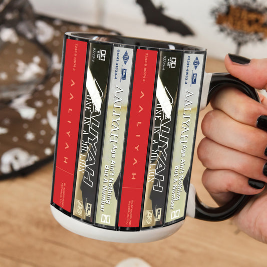 Aaliyah Albums Cassette Collection Retro Accent Edge-to-Edge Printed Mug