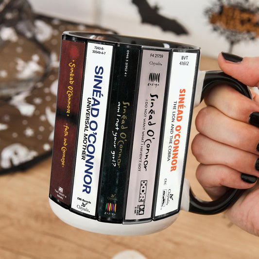 Sinéad O'Connor Albums Cassette Collection Retro Accent Edge-to-Edge Printed Mug