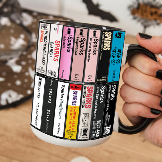 Sparks Albums Cassette Collection Retro Accent Edge-to-Edge Printed Mug
