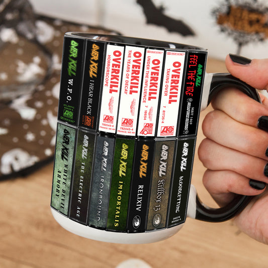 Overkill Albums Cassette Collection Retro Accent Edge-to-Edge Printed Mug