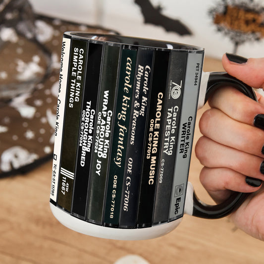 Carole King Albums Cassette Collection Retro Accent Edge-to-Edge Printed Mug