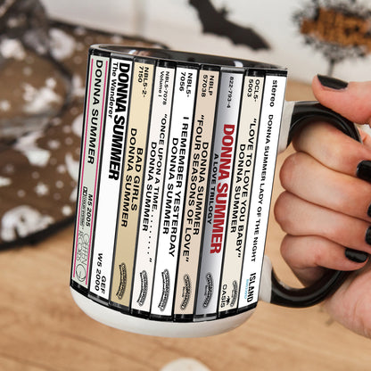 Donna Summer Albums Cassette Collection Retro Accent Edge-to-Edge Printed Mug