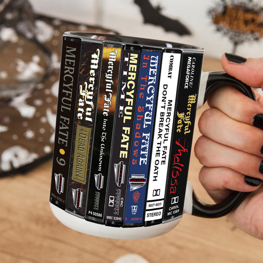 Mercyful Fate Albums Cassette Collection Retro Accent Edge-to-Edge Printed Mug
