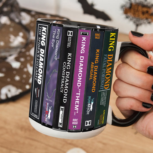 King Diamond Albums Cassette Collection Retro Accent Edge-to-Edge Printed Mug