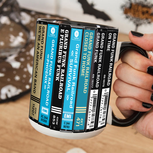 Grand Funk Railroad Albums Cassette Collection Retro Accent Edge-to-Edge Printed Mug