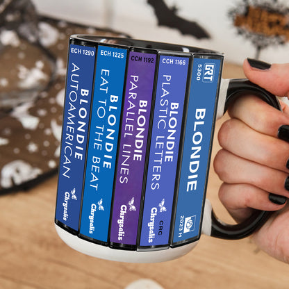 Blondie Albums Cassette Collection Retro Accent Edge-to-Edge Printed Mug