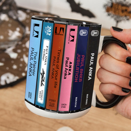 Paul Anka Albums Cassette Collection Retro Accent Edge-to-Edge Printed Mug